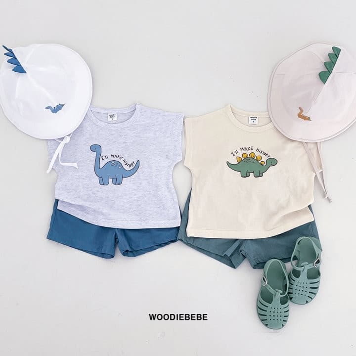Woodie - Korean Children Fashion - #minifashionista - Dino Top Bottom Set