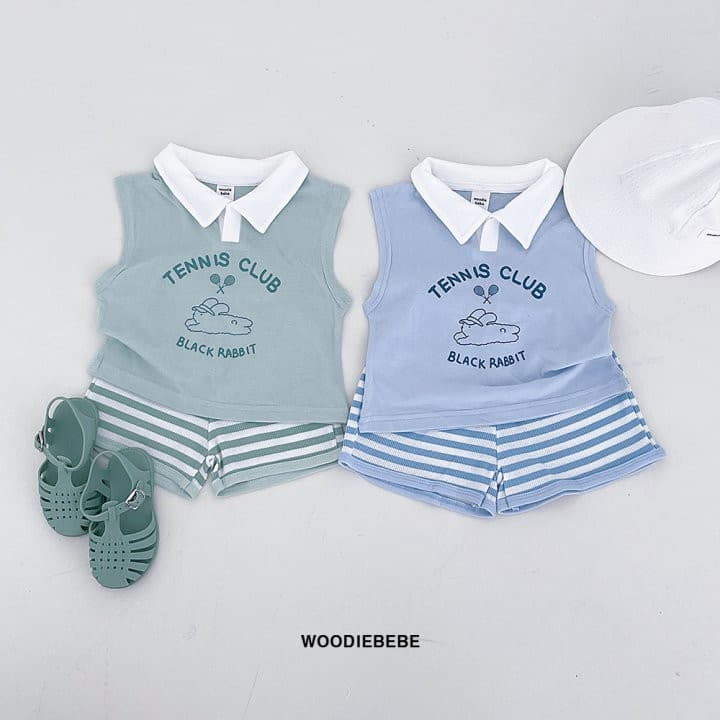 Woodie - Korean Children Fashion - #prettylittlegirls - Bunny Collar Top Bottom Set - 7