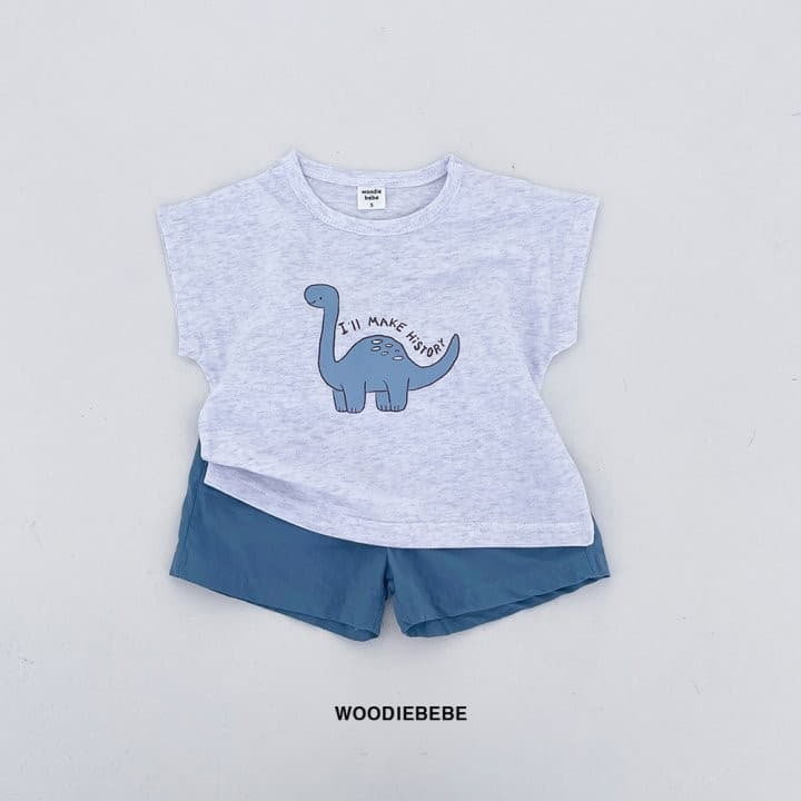 Woodie - Korean Children Fashion - #prettylittlegirls - Dino Top Bottom Set - 2