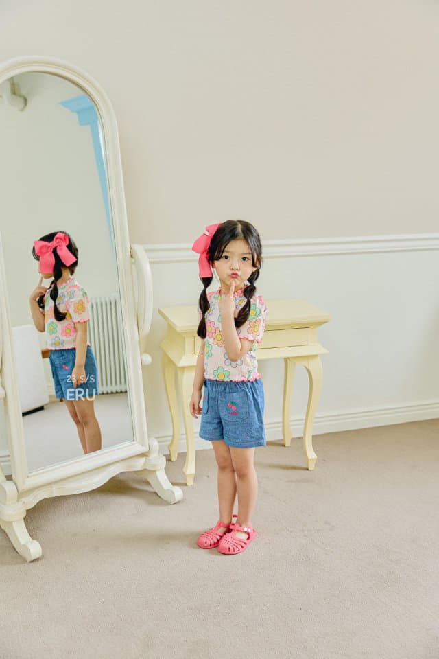 e.ru - Korean Children Fashion - #littlefashionista - Denim Cherry Pants - 2