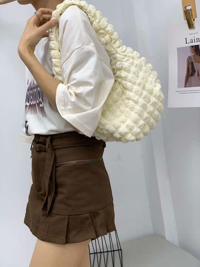 A In - Korean Women Fashion - #momslook - Embo Padding Round Shoulder Bag