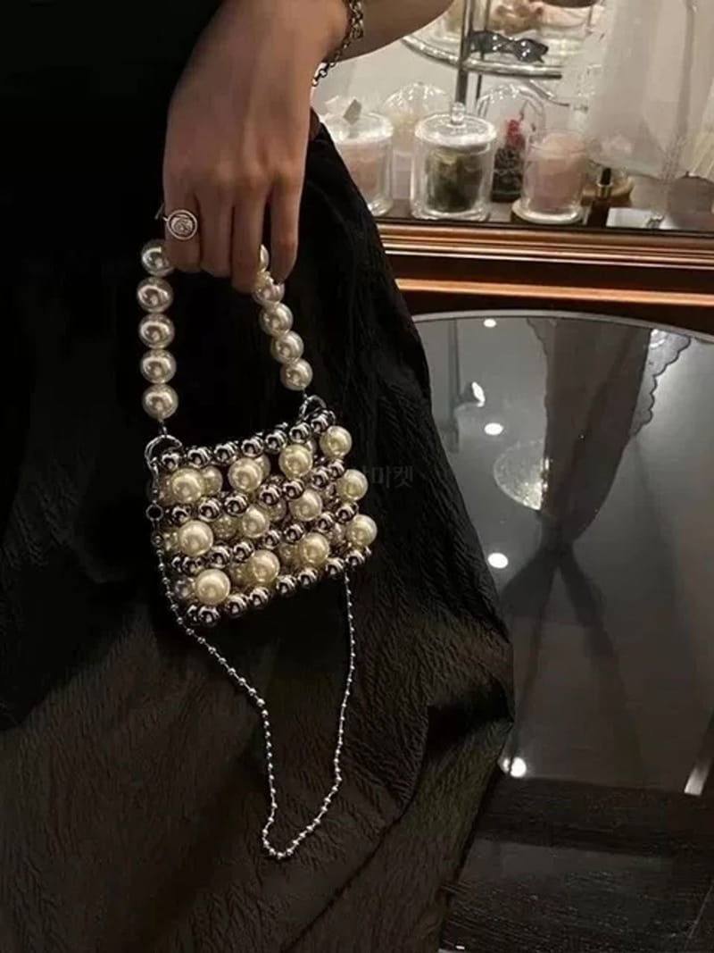 A In - Korean Women Fashion - #momslook - Silver Pearl Bag S - 2