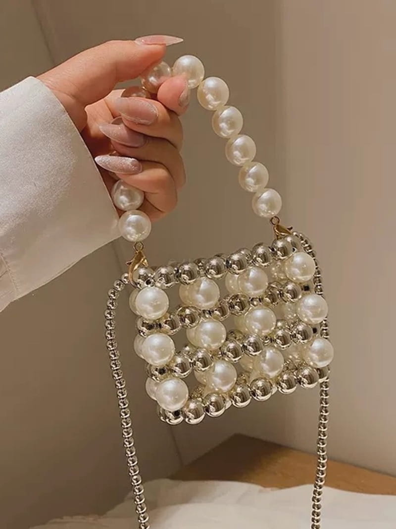 A In - Korean Women Fashion - #womensfashion - Silver Pearl Bag S - 4
