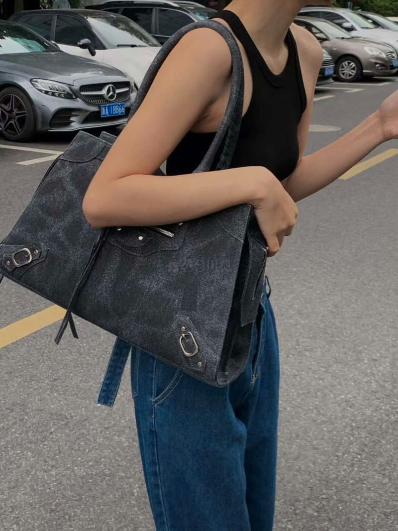 A In - Korean Women Fashion - #momslook - Denim Big Moter Bag - 5