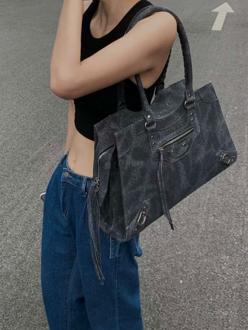 A In - Korean Women Fashion - #momslook - Denim Big Moter Bag - 6