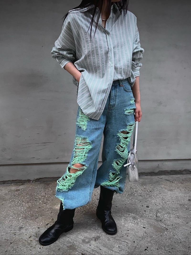 Archive - Korean Women Fashion - #womensfashion - Green Denim Jeans