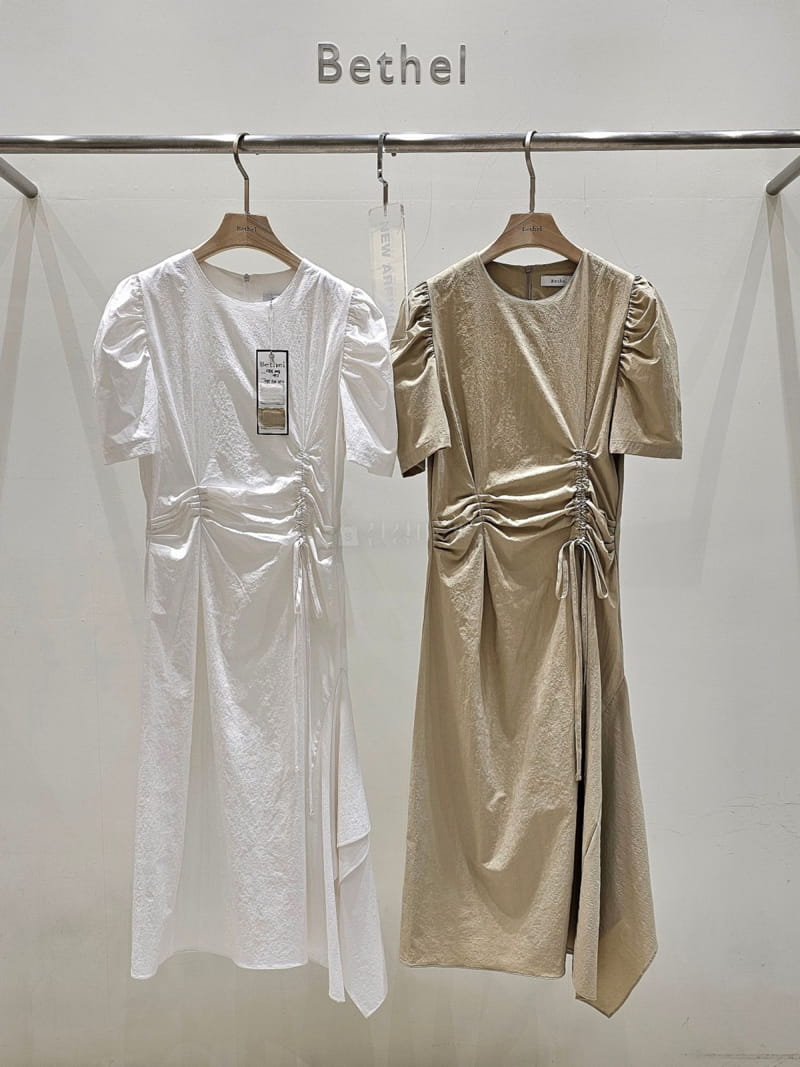Bethel - Korean Women Fashion - #momslook - String Shirring One-piece - 2