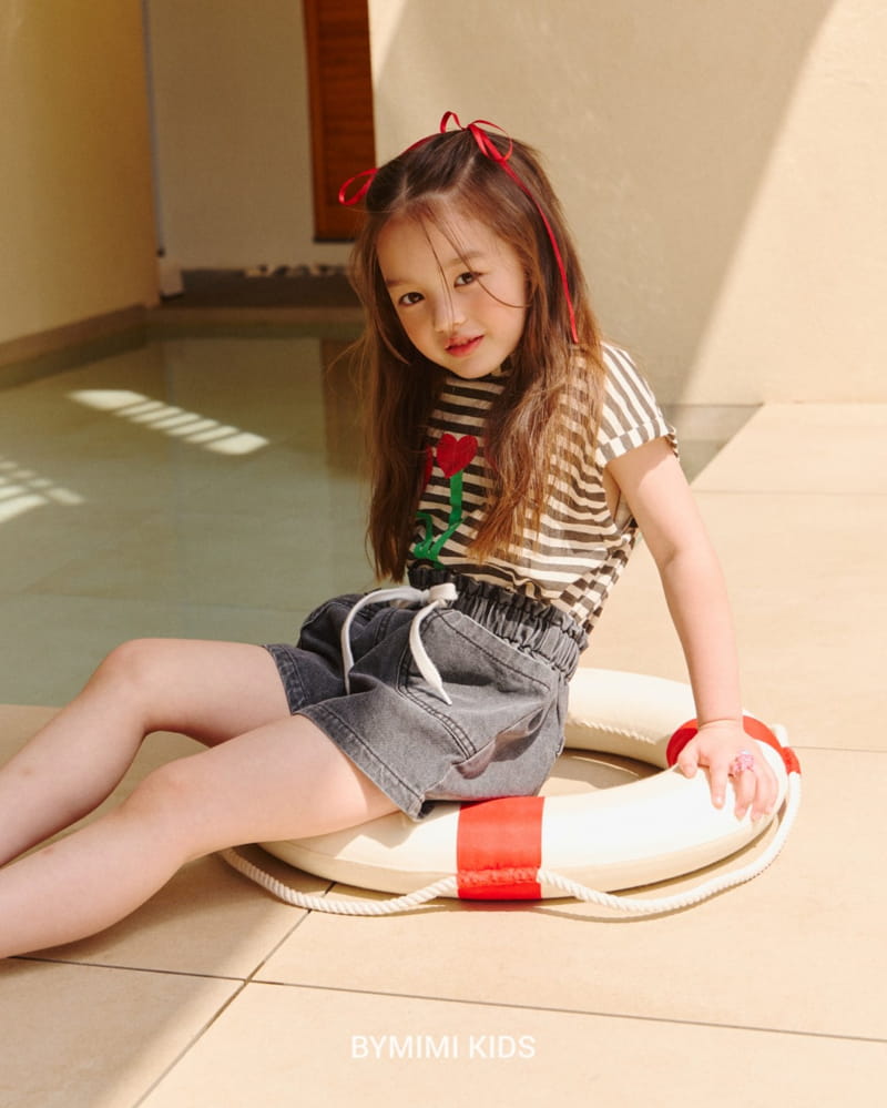 Bymimi - Korean Children Fashion - #kidsshorts - Heart Strip Tee - 10