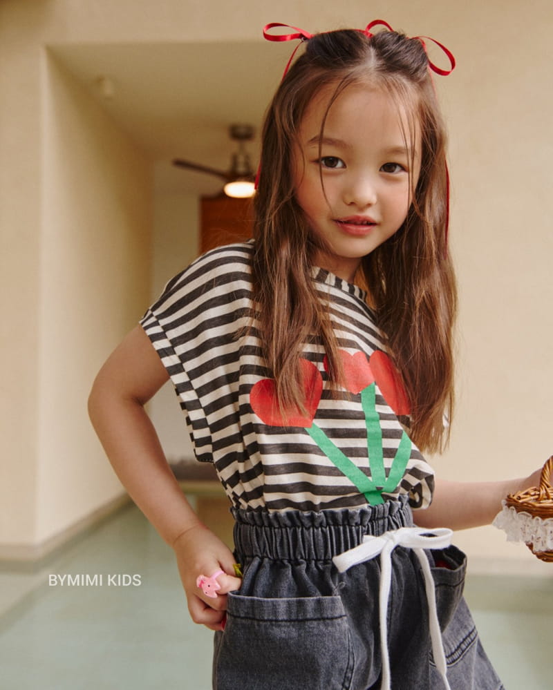 Bymimi - Korean Children Fashion - #toddlerclothing - Heart Strip Tee - 4