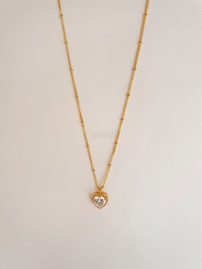 Cabinet - Korean Women Fashion - #momslook - Silver Heart Cubic Necklace - 3