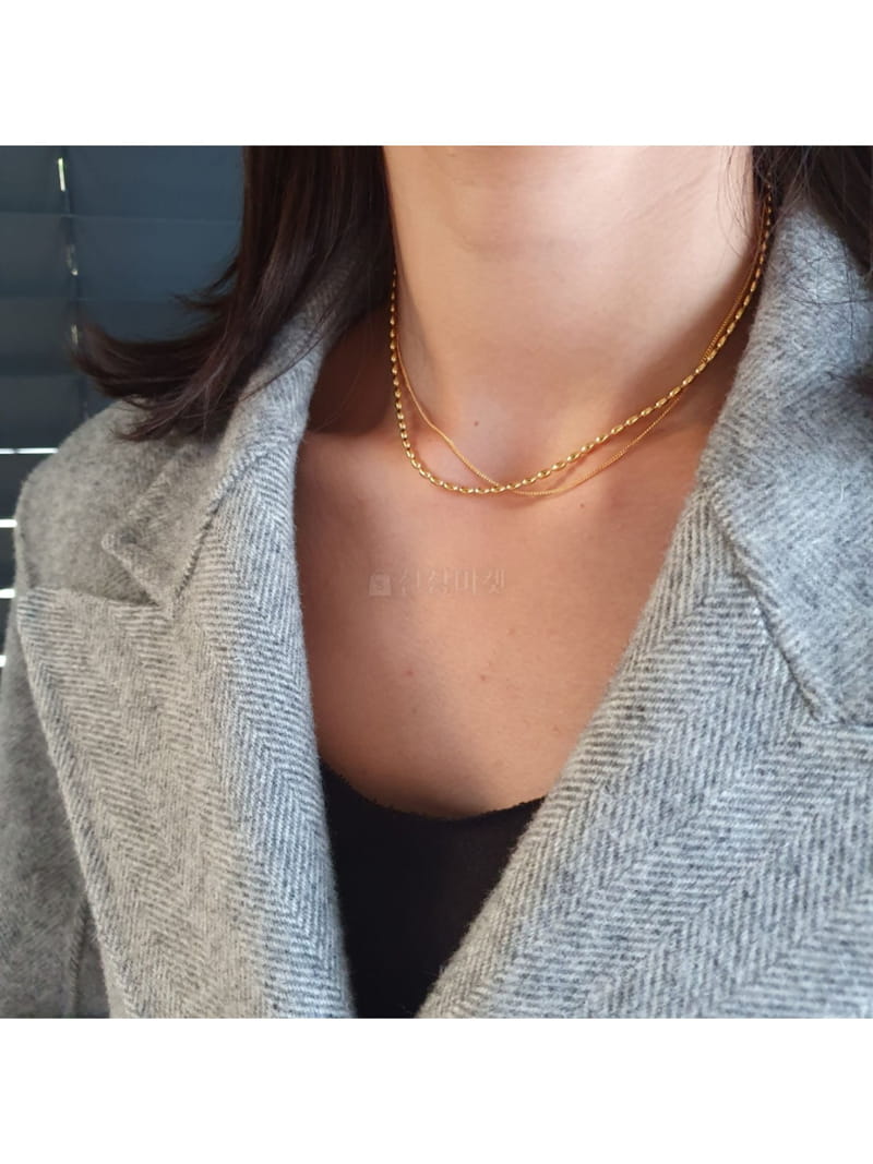Cabinet - Korean Women Fashion - #momslook - Silver Gold Egg Necklace - 3