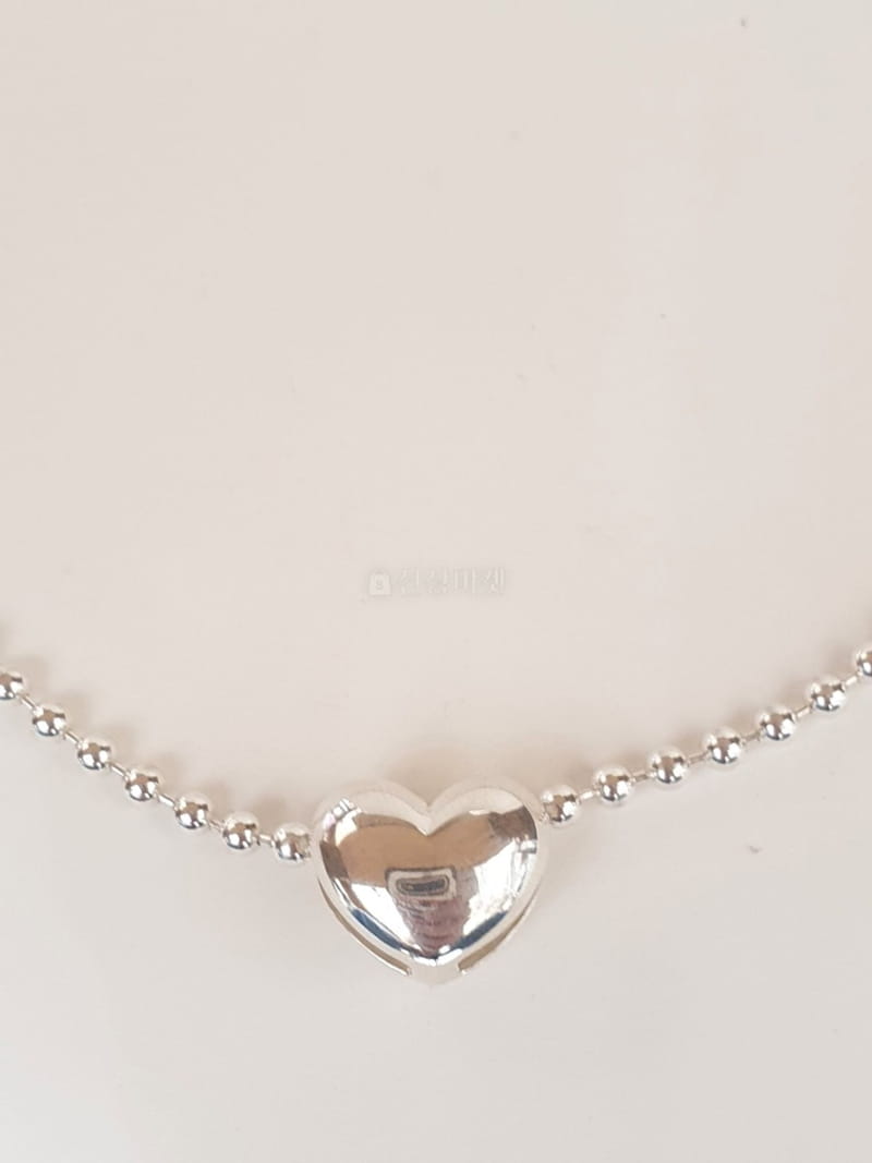 Cabinet - Korean Women Fashion - #momslook - Silver (Silver)3mm Ball Heart  Necklace