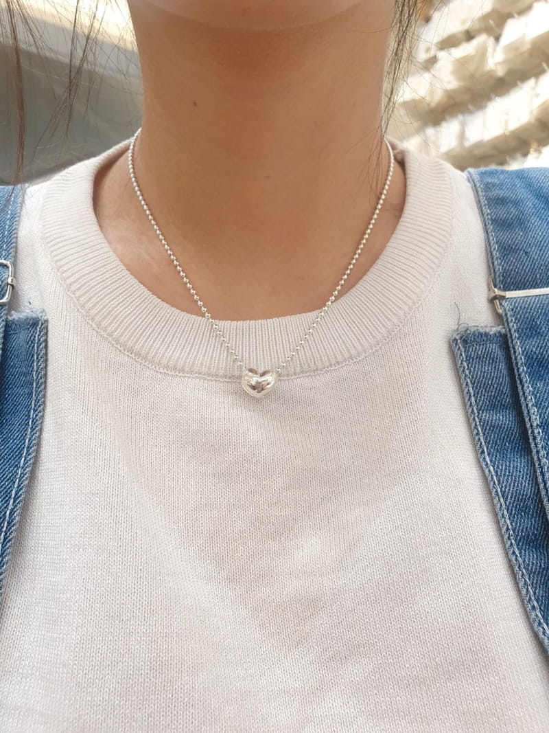 Cabinet - Korean Women Fashion - #romanticstyle - Silver (Silver) 2mm Heart  Necklace - 3