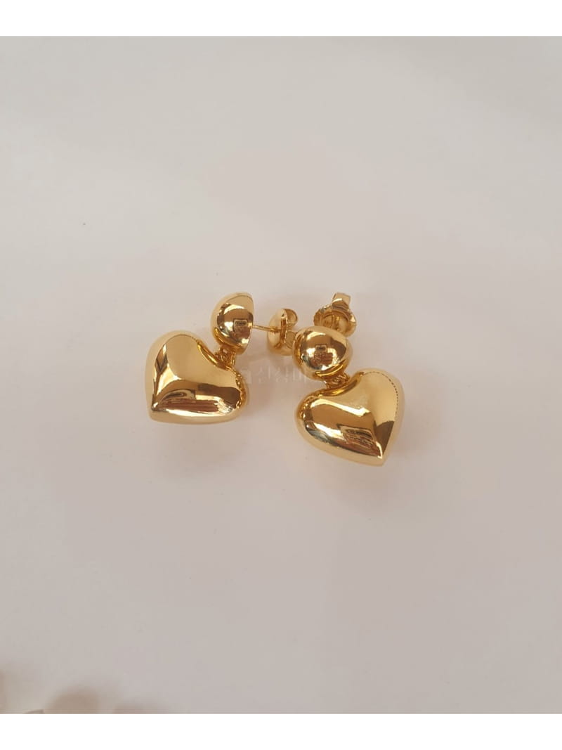 Cabinet - Korean Women Fashion - #thatsdarling - Silver Gold Heart Earring - 3