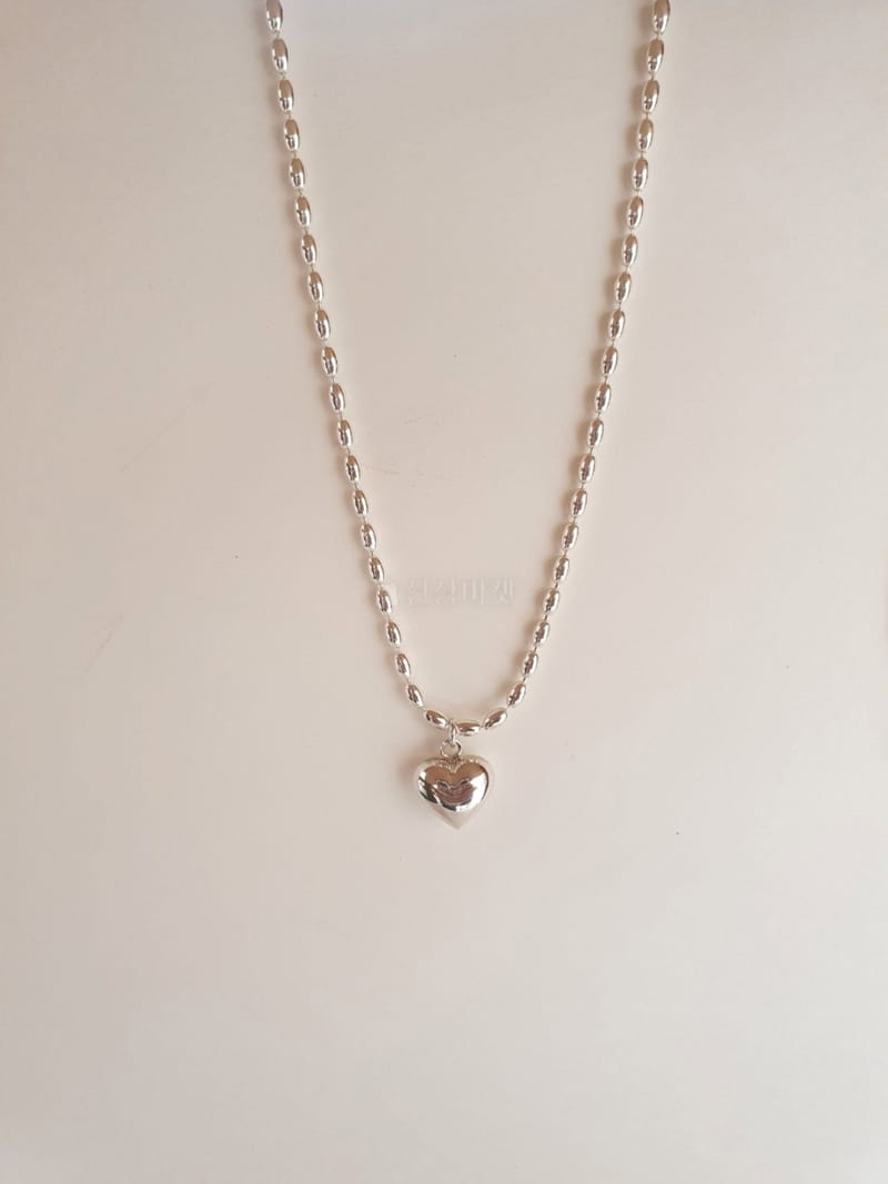 Cabinet - Korean Women Fashion - #womensfashion - Silver (Silver) Egg Stripes Heart Necklace