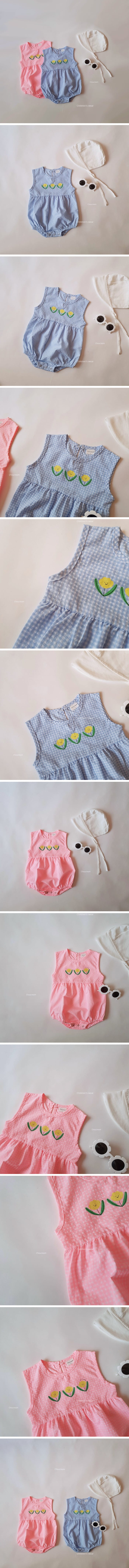 Choucream - Korean Baby Fashion - #onlinebabyboutique - Check Tulip Bodysuit