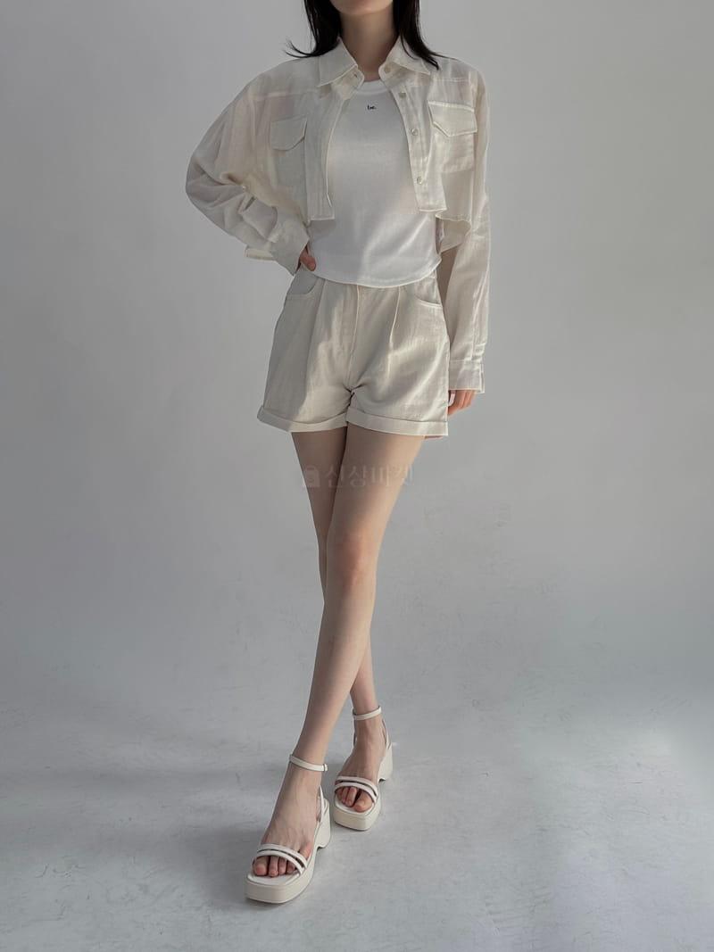 Dark Beige - Korean Women Fashion - #restrostyle - Ice Crop Shirt - 4