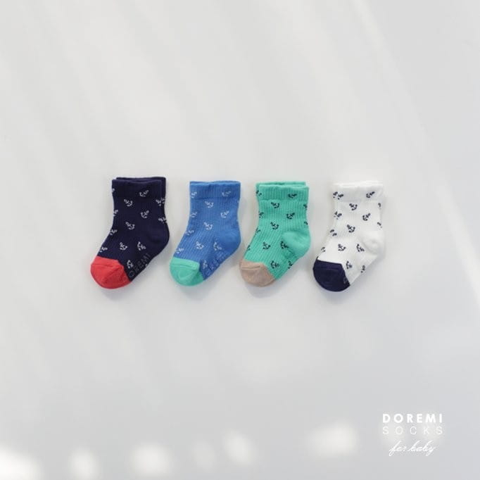 Doremi Socks - Korean Children Fashion - #littlefashionista - Waffle Marine Socks Set - 2
