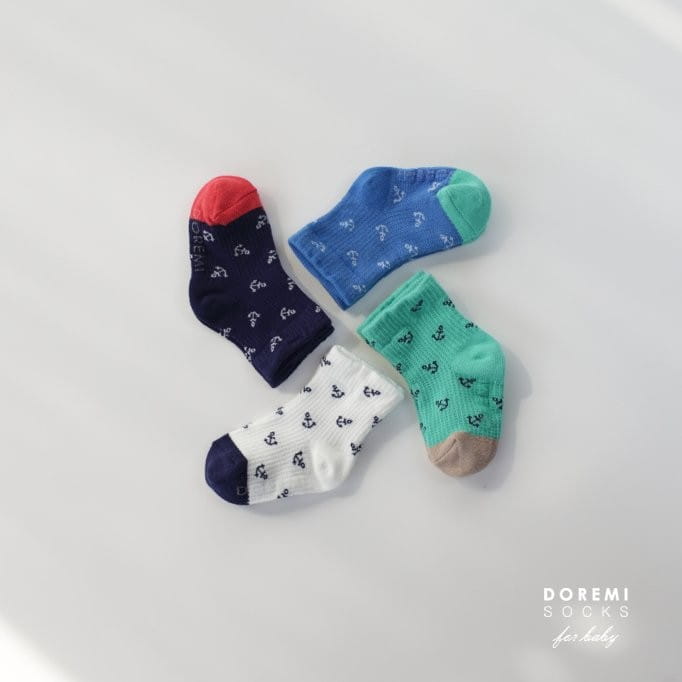 Doremi Socks - Korean Children Fashion - #magicofchildhood - Waffle Marine Socks Set - 3