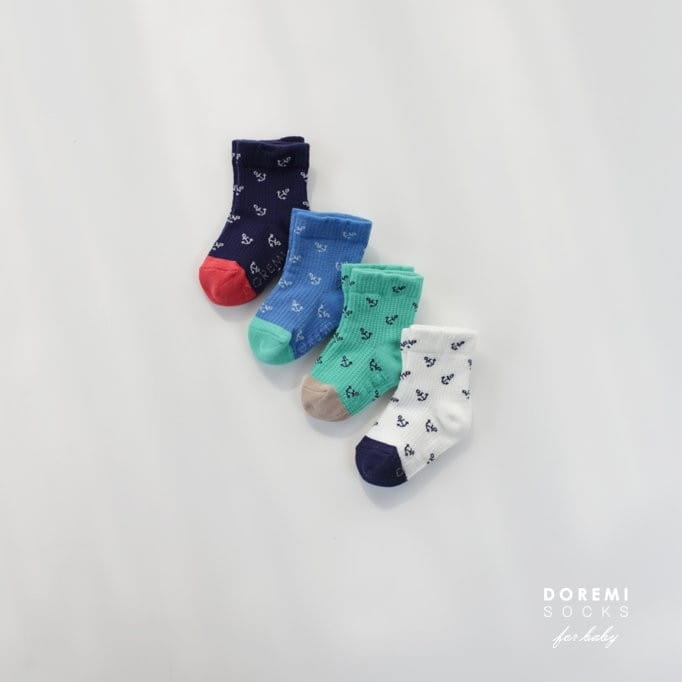 Doremi Socks - Korean Children Fashion - #magicofchildhood - Waffle Marine Socks Set - 4