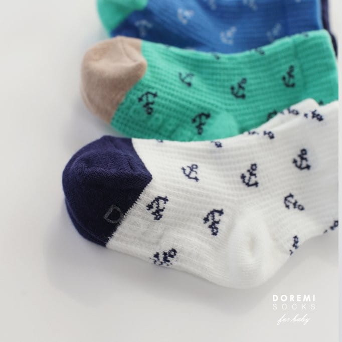 Doremi Socks - Korean Children Fashion - #toddlerclothing - Waffle Marine Socks Set - 7