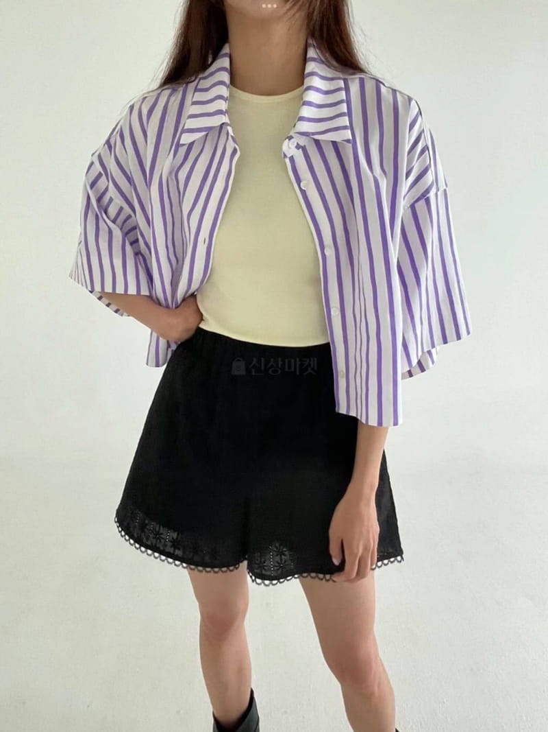 Elfin - Korean Women Fashion - #momslook - Stripes Mrine Shirt - 3