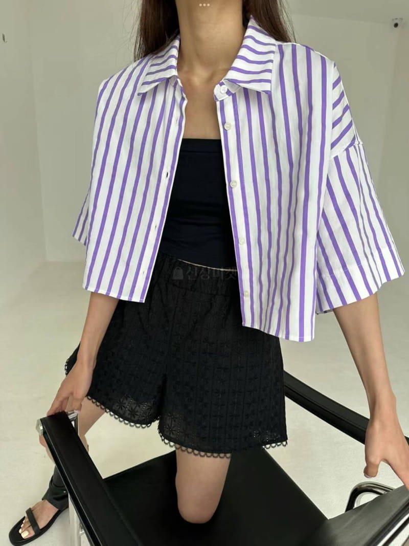 Elfin - Korean Women Fashion - #momslook - Stripes Mrine Shirt - 4