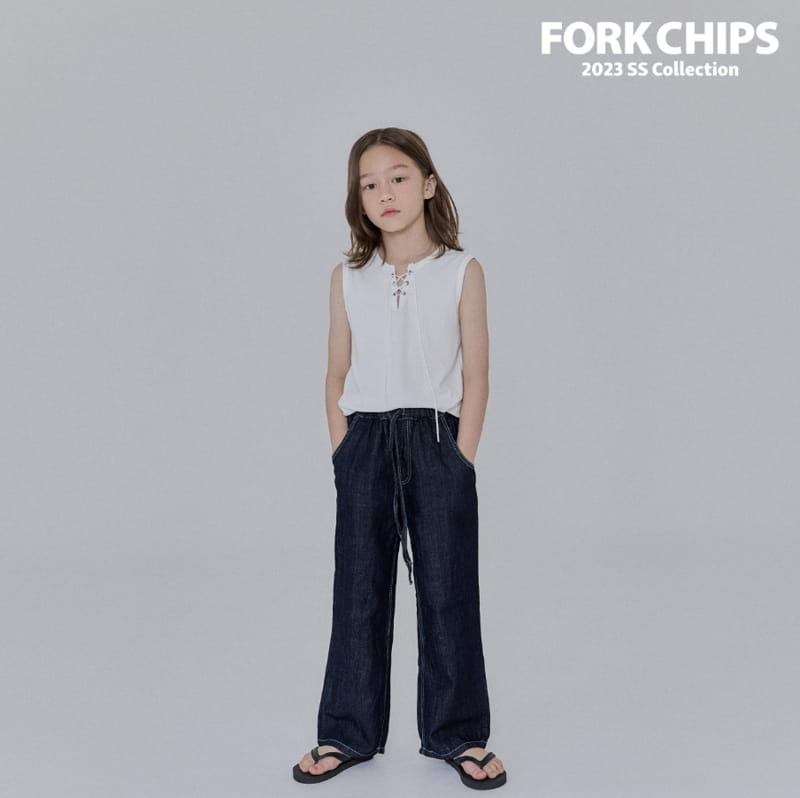 Fork Chips - Korean Children Fashion - #prettylittlegirls - Air Linen Jeans - 3