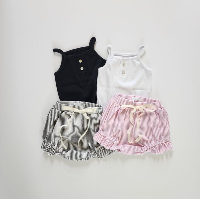 From J - Korean Baby Fashion - #babyoutfit - Bloomer Sleeveless Top Bottom Set - 3