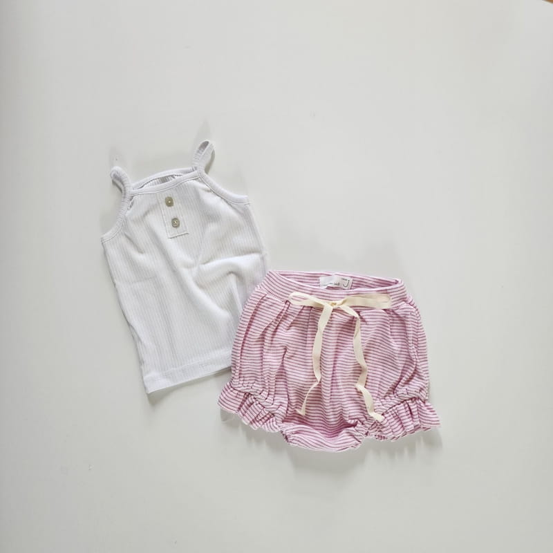 From J - Korean Baby Fashion - #babyoutfit - Bloomer Sleeveless Top Bottom Set - 4