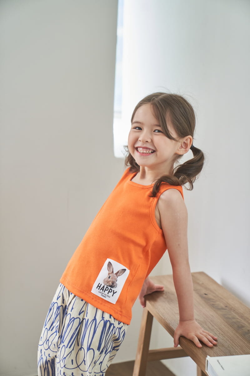 Green Tomato - Korean Children Fashion - #childofig - Rib Patch Sleeveless Tee - 4