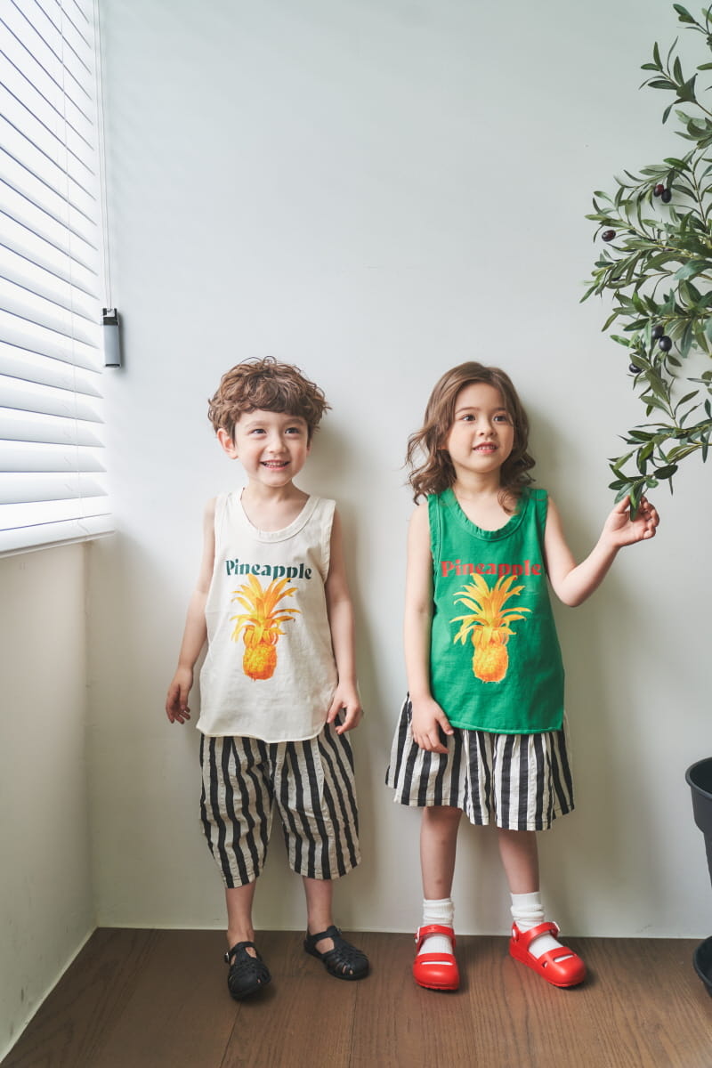 Green Tomato - Korean Children Fashion - #discoveringself - Pineapple Sleeveless Tee - 5