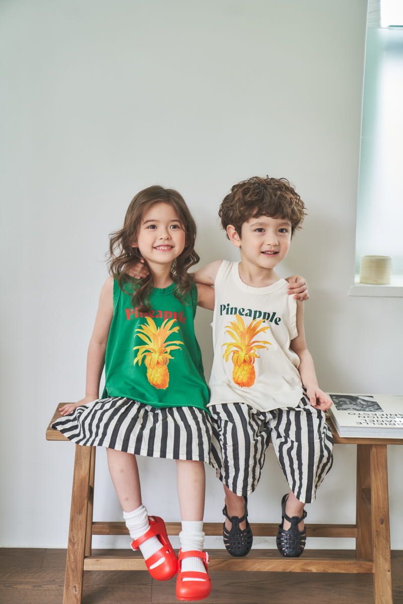 Green Tomato - Korean Children Fashion - #fashionkids - Pineapple Sleeveless Tee - 6