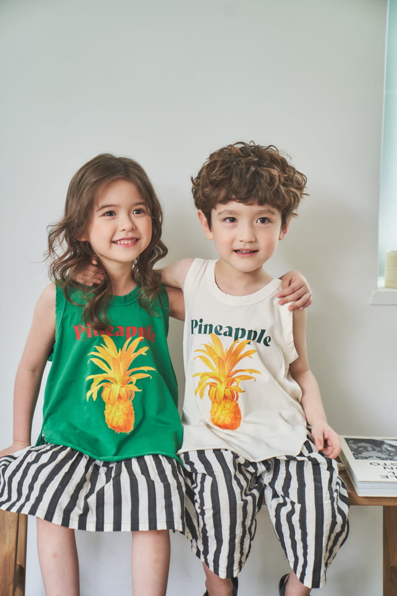 Green Tomato - Korean Children Fashion - #kidsshorts - Pineapple Sleeveless Tee - 7