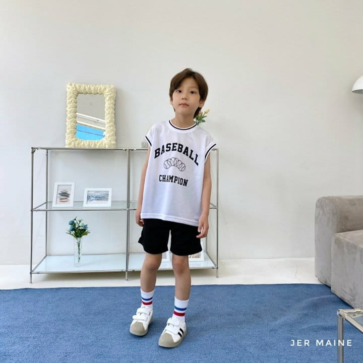 Jermaine - Korean Children Fashion - #childrensboutique - Baseball Sleeveless Short Sleeves Pants Set - 5