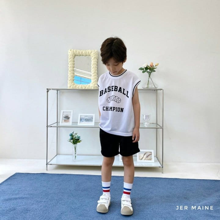 Jermaine - Korean Children Fashion - #designkidswear - Baseball Sleeveless Short Sleeves Pants Set - 6