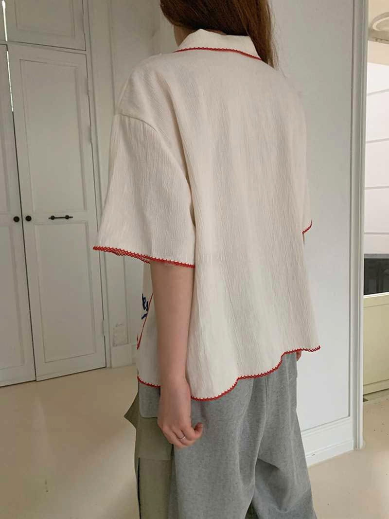 Jkichi - Korean Women Fashion - #momslook - Letter Shirt - 5