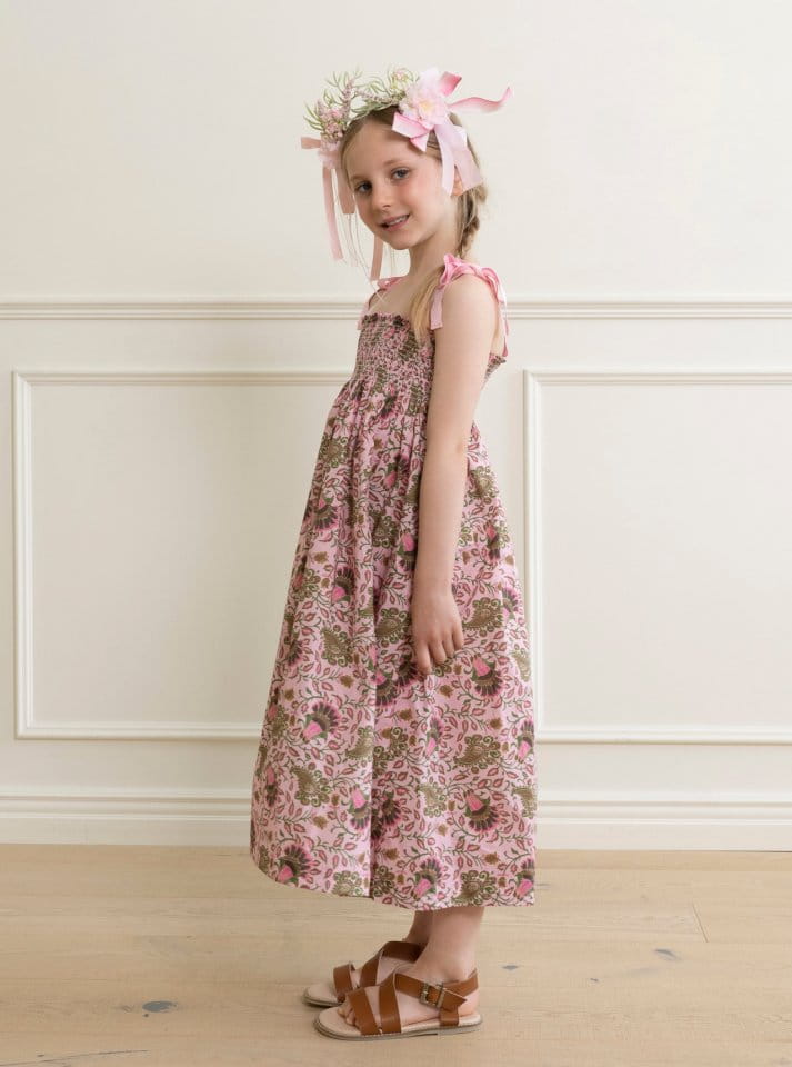 Le Bev - Korean Children Fashion - #childofig - Ribbon Paisley Pink Gold One-piece - 5