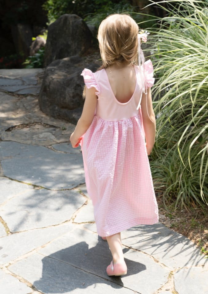 Le Bev - Korean Children Fashion - #kidsshorts - Wing Check One-piece Pink - 2