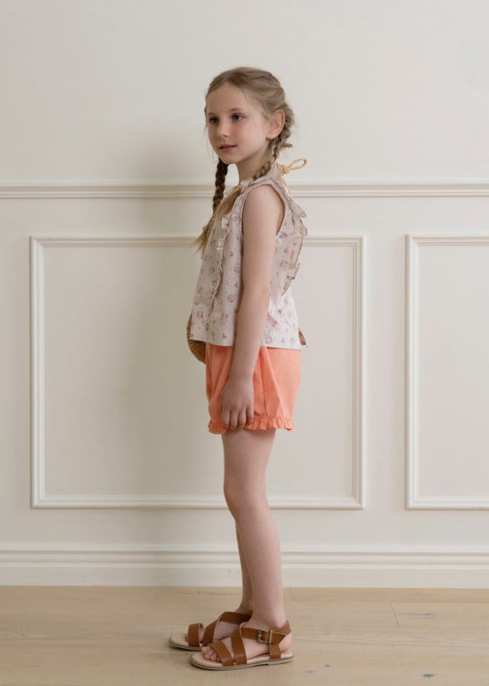 Le Bev - Korean Children Fashion - #kidsstore - Cotton Frill Shorts Orange - 3
