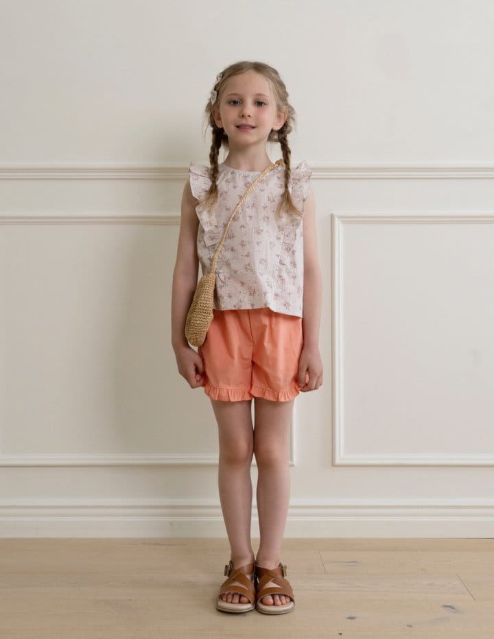 Le Bev - Korean Children Fashion - #kidsstore - Cotton Frill Shorts Orange - 4