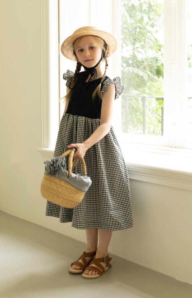 Le Bev - Korean Children Fashion - #magicofchildhood - Wing Check One-piece Black - 6