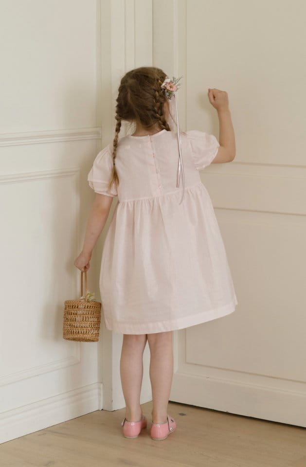Le Bev - Korean Children Fashion - #magicofchildhood - Gold Pintuck One-piece Pink - 3
