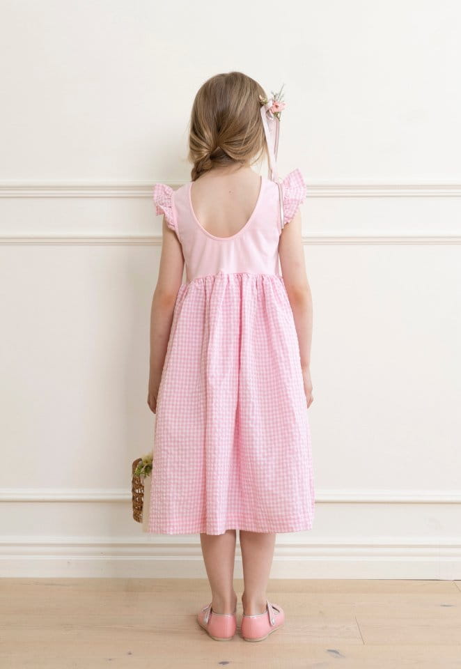 Le Bev - Korean Children Fashion - #minifashionista - Wing Check One-piece Pink - 8