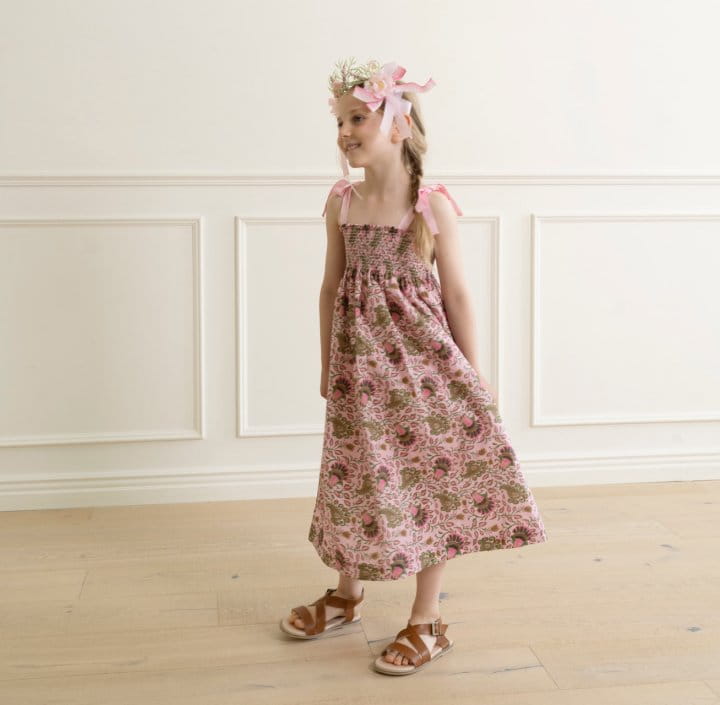 Le Bev - Korean Children Fashion - #minifashionista - Ribbon Paisley Pink Gold One-piece - 4