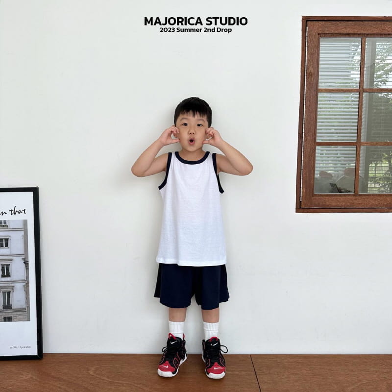 Majorica - Korean Children Fashion - #kidsshorts - Piping Sleeveless Short Sleeves Bottom Set - 8