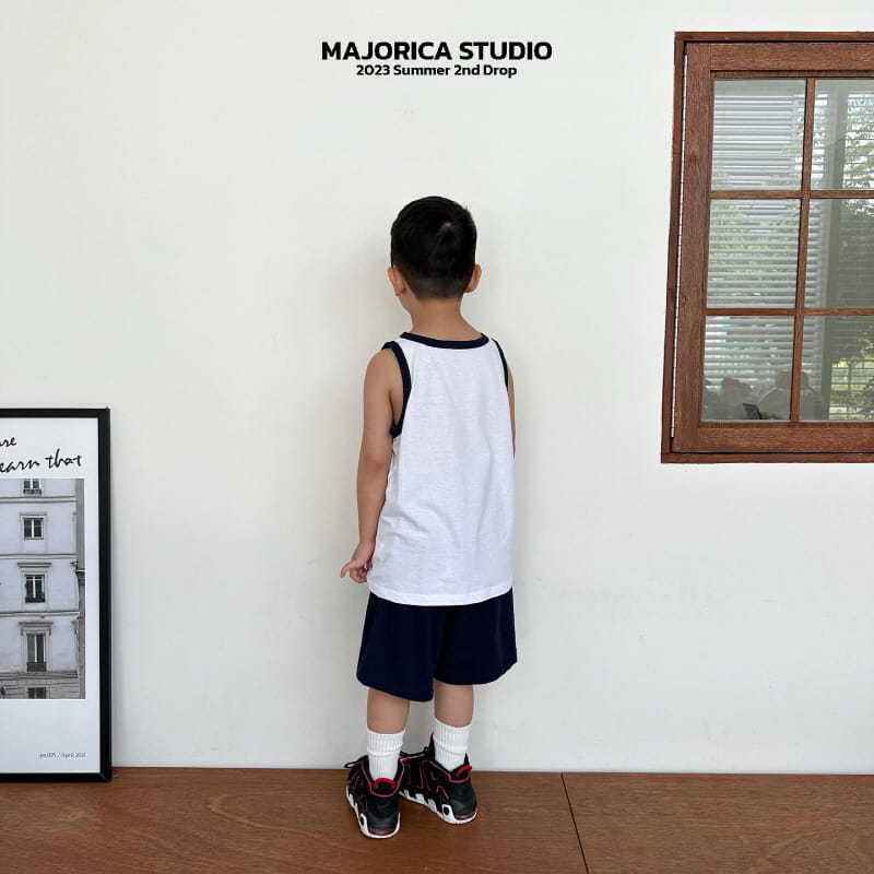 Majorica - Korean Children Fashion - #kidsstore - Piping Sleeveless Short Sleeves Bottom Set - 9