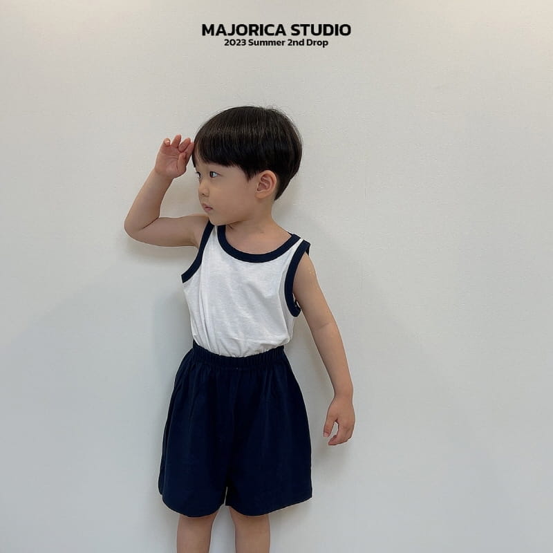 Majorica - Korean Children Fashion - #littlefashionista - Piping Sleeveless Short Sleeves Bottom Set - 12