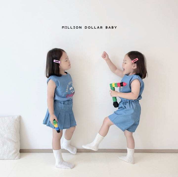 Million Dollar Baby - Korean Children Fashion - #childrensboutique - Denim Summer Pants Set - 12
