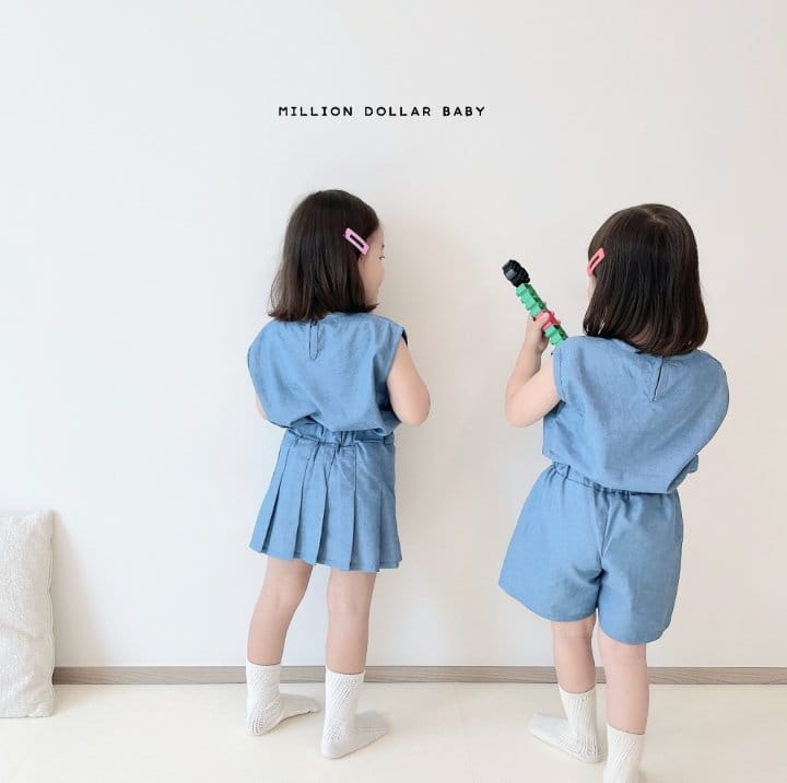Million Dollar Baby - Korean Children Fashion - #littlefashionista - Denim Summer Pants Set - 6
